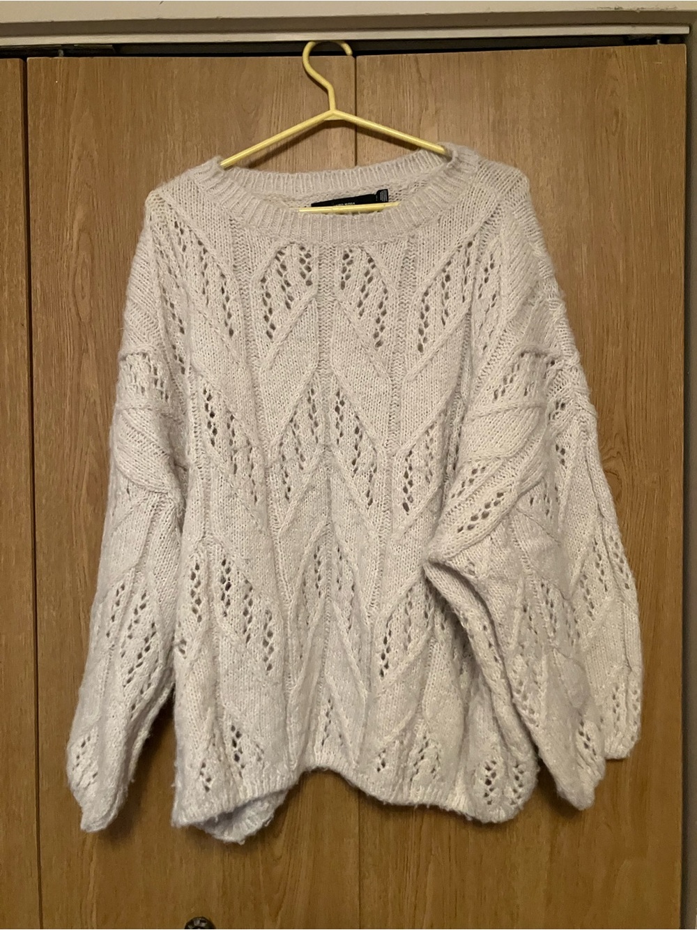 Vero Moda Pale Gray Openwork Crewneck Sweater